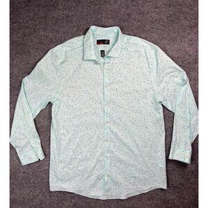 JF J.Ferrar Men's Slim Fit Stretch Dress Shirt L 16-16.5 32-33 Lt blue patterned
